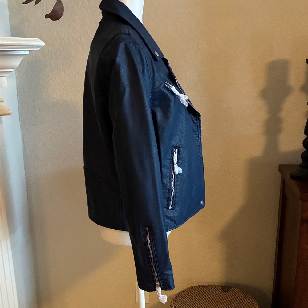 Blank NYC Blue Faux Leather Jacket - Picture 2 of 13